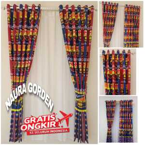 Tirai jendela dan pintu kamar terbaru gorden minimalis panjang 2 meter murah motif club bola barcelona chelsea madrid cantik elegan mewah
