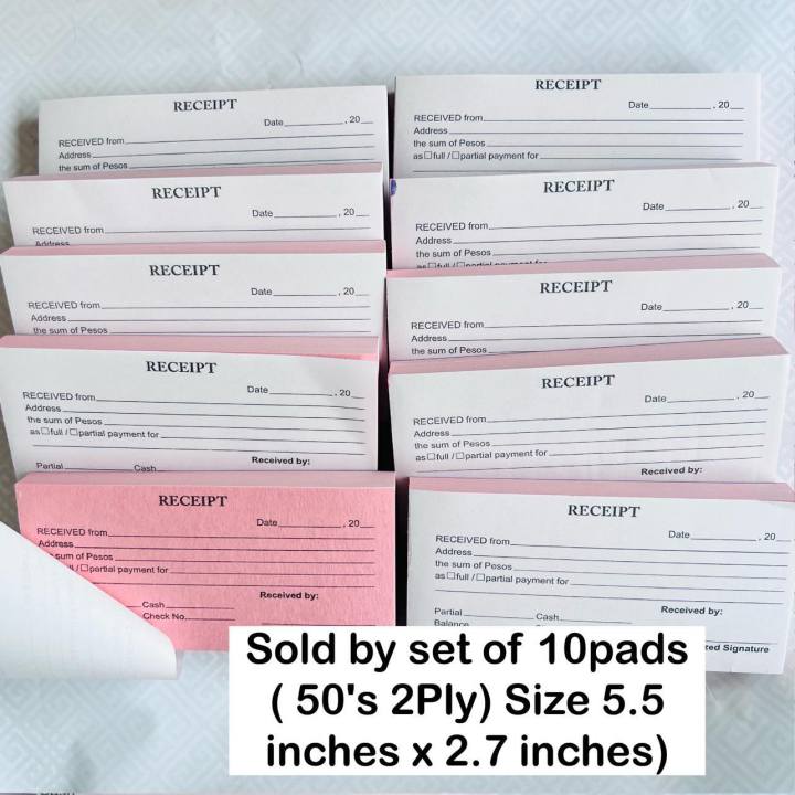 BUSINESS FORM - RECEIPT 50 sets x 2 PLY SMALL 2 11/16 in. x 5 1/2 in ...