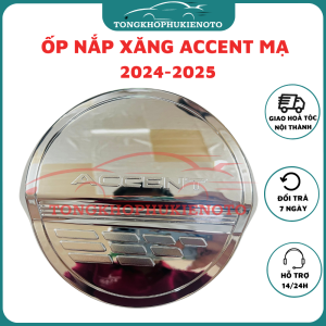 Ốp nắp bình xăng Hyundai Accent 2024-2025 mạ crom sáng bóng đẹp - Form mới nhất