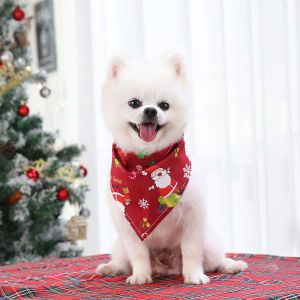 Dog Bib Pet Collar Christmas Colorful Santa Elk Snowflake Bandana Printed Bibs for 1kg-25kg Dog Cat Shihtzu