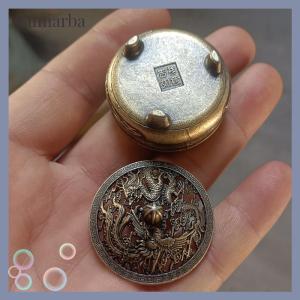 [Cumarba] Dragon Phoenix Pocket Hollow Out Incense Stick Brass Incense Holder Utensils Incense Lotus Incense Censer
