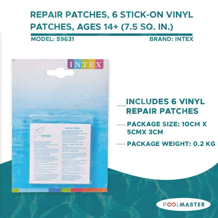 Intex 59631 Repair Patches, Stick-On, Ages 14+, Blister Card