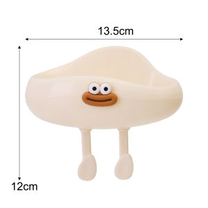 2PCS Cream Wind Wall Mounted Drain Soap Box Cute Cartoon Big Mouth Bowknot Cloud Soap Box Bathroom Toilet Storage Rack Hook