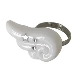 Lightweight Stackable Angel Wing Ring with Cubic Zirconia Trendy Rhinestones Alloy Finger For Girls Party Date