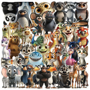 50pcs Cartoon Cute Small Animal Stickers DIY Phone Notebook Waterproof Transparent PET Sticker