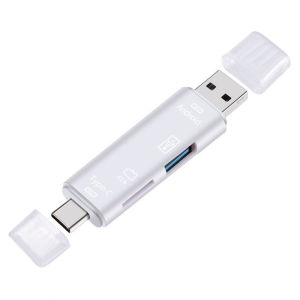 5 in 1 Card Reader USB OTG Type C/ USB/ Micro USB/ TF Memory Card Reader Adapter Phone Camera Card Reader Macbook Laptop PC Extension Headers For Huawei Xiaomi Samsung