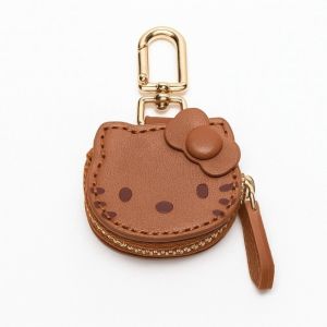 ARTMU Phim hoạt hình Móc khóa mèo denim Dễ thương Khóa kéo  dây chuyền da PU hình mèo KT Ví nhỏ Sáng tạo Túi đựng tai nghe Phụ nữ