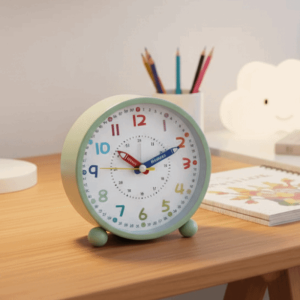 HIROCHAO Battery Operated Childrens Alarm Clock Portable Pencil Design Desk Clock Time Manager Metal Frame Time Planning Clock Time Management Tool