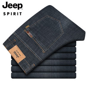 JEEP SPIRIT Quần Bò Nam Quần Âu Công Sở Giữa Eo Quần Jean Co Giãn Ống Đứng Ngoại Cỡ Quần Jeans Màu Đen Quần Jean Xanh Dương