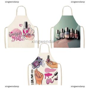 xingwendanp Sơn móng tay son môi làm đẹp nhà bếp phụ nữ Tạp dề hộ gia đình làm sạch lanh pinafore Salon nhà nấu ăn nướng người lớn Bib