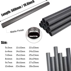 thumbnail image 2 of Zyhobby Carbon Fiber Rods - 500mm Length, Multiple Diameters 1mm To 12mm (Choose Size), Black, For RC/Hobby Projects 2 of 3