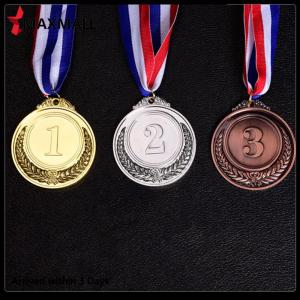 【New Arrival】 เหรียญรางวัลเหรียญทองทอง 2 นิ้วพร้อมรางวัลชนะรางวัลริบบิ้นคอรอบสำหรับการประชุมกีฬาโรงเรียนเด็ก