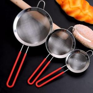 SKJK Double Layer Cocoa Powder Strainer Fine Mesh Colander Stainless Steel Flour Sifter Powder Sieve Sifting Tool Filter Spoon