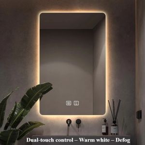 Intelligent Toilet Makeup Mirror Touch Screen LED Bathroom Mirrors High Definition Anti Fog Wall Mounted Lighted Bathroom Mirrors