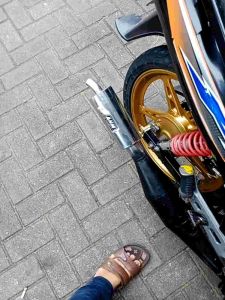 Knalpot Standar Racing Jetcool Bravo RC100 Tornado Fiz Alfa Hitam Crom 2Tak