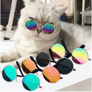 Nicedays🍒1 Pcs Kucing/ Eyeglasses imut Sunglasses Bingkai Bulat Hewan kecil Pet Cocok Untuk Semua Kucing