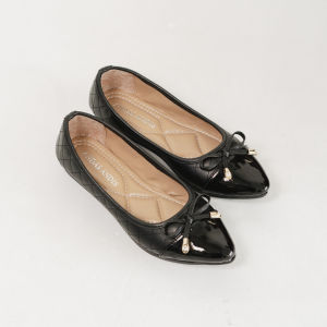 Andas Andis - Sepatu Flatshoes Wanita Flat Shoes Kerja Pita Combi Glosy Canza