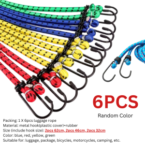 6pcs set elastics thick luggage ropebungee cordrope tieluggage strapswith hook/hookbikemotorcycletalihousehold toolsBINLU