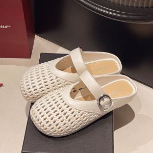 [Free Shipping] Nuánfēnglái High-end Ins-style Beach Woven Shallow Toe Sandals