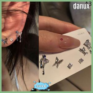 danux 6Pcs set Simple Stud Earring Set For Women Butterfly Zircon Earrings Girl Party Wedding Engagement Jewelry Accessories