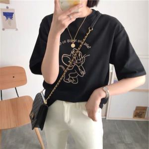 QXshop ไอต้าวน่ารัก 💖 เสื้อคอกลมพิมพ์ลายการ์ตูนสไตล์วินเทจ🌈 แมทซ์กับอะไรก็ดูดีย์ ✨ เป๊ะขนาดนี้ ซื้อเลยแม่ 💥