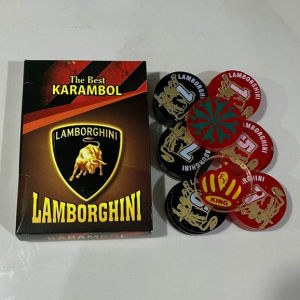 Biji Karambol Biasa Tebal 5 mm Motif Lamborghini / Random | koin krambol satu lapis original | 1 set buah kerambol 5mm | coin bola carambol | anak carrom games