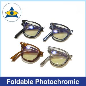 Foldable Colour Changing Lens Glasses Photochromic Square Sunglass