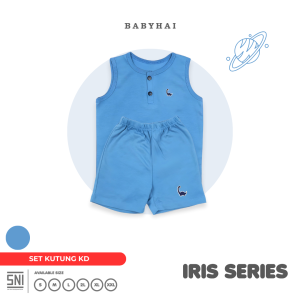 BABY HAI Iris Set - Setelan Kutung Kancing Depan Baju Kutung Celana Pendek - Seri Biru