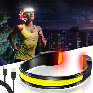 Super Bright torchlight powerful rechargeable head flashlight rechargeable torch light head lamp light led headlight flashlight With Warning Taillight for Camping Climbing Hiking Fishing Night light Running lampu COB emergency light for head light
