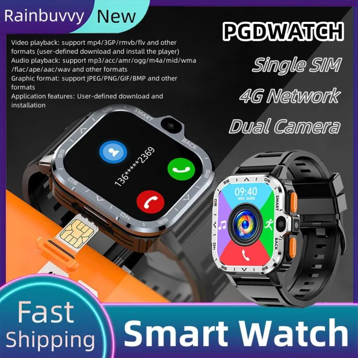 PGDWATCH 4G Fitness Trackers Quad core 1.54 inch HD Round screen 3MP 8MP HD Dual Camera Heart Rate blood oxygen GPS navigation Bluetooth 4.2 Android 8.1 For