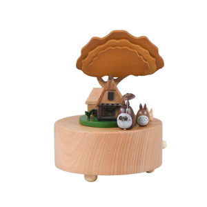 Cartoon Three Kittens Rotating Music Box Wooden Crafts Coil Music Box Exquisite Home Decoration Holiday Birthday Gift