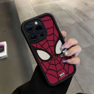 CASE Cocok untuk casing iPhone 11 12 Pro 14 15 13 Pro Max 7 8 6 6 S Plus ampelas lubang Silikon Spider-man Eyes casing