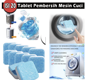 Isi 20Pcs Tablet Pembersih Mesin Cuci Sabun Tablet Penghilang Bau Mesin Cuci Washing Machine Cleaner