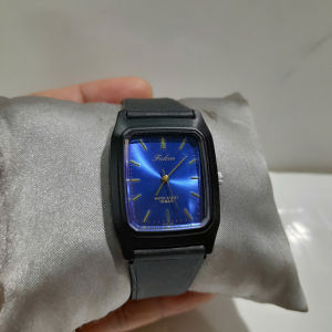 Đồng hồ tank nam nữ Falcon Q&Q size 28.5x38mm mặt xanh second hand Nhật