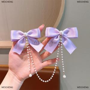 [COD] WEICHENG Bow Tassel Hair Clip Elegant Solid Color Hair Claw Children Princess Hairpins Fashion Beauty Hair Accessories