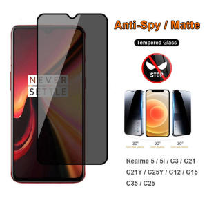 Anti-Spy Privacy/Matter Tempered Glass Ceramic Full Cover Film for Realme Note 50 C55 C11 2021 C51 C53 C67 6 7 8 9 10 11 12 Pro 5 5i 6i C3 C21 C21Y C25Y C12 C15 C35 C25 C25S C17 C20 C30S Screen Protector