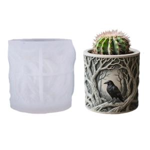 Reusable Silicone Crow Mold Silicone Texture Handmade Resin Art Crafting Mold for Decorative Planter Unique Gift Ideas