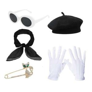 1980S Pháp Mũ nồi nữ Hat phụ kiện trang phục Khăn Găng Tay Trâm Cài Kính mát oval Cho Pháp bữa tiệc chủ đề