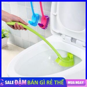 Bàn chải Chà Toilet 2 Đầu - Cọ bồn cầu toilet 2 đầu chà vệ sinh nhà tắm cán dài lông chổi mềm bằng nhựa cao cấp
