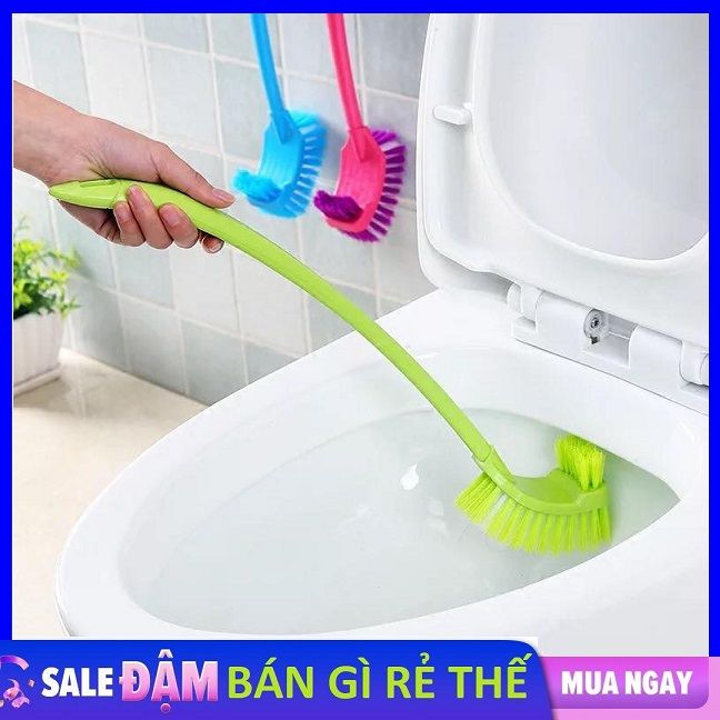 Bàn chải Chà Toilet 2 Đầu - Cọ bồn cầu toilet 2 đầu chà vệ sinh nhà tắm cán dài lông chổi mềm bằng nhựa cao cấp