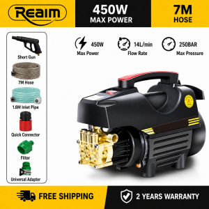 REAIM 3800W High Pressure Washer 8000KPA Portable Car Washer with Pressure Gauge Heavy Duty Cleaning Machine