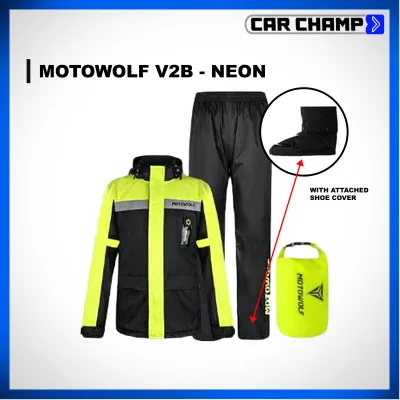 Motowolf Raincoat V2B with Light Indicator and Shoe Cover Raingear Rain Coat Water Repellant Safety & Protection Unisex Rain Gear Riding Accessories - Waterproof / Windproof