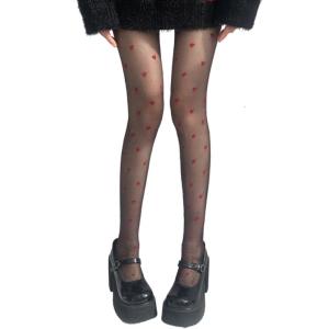 Womens Elegant Heart Dots Pattern Pantyhose Ultra Thin Sheer Tights Elastic Waistband Spring Fall Fashion Leggings