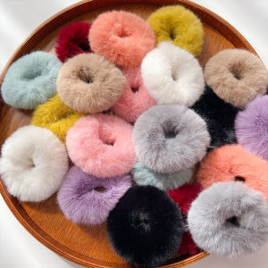 New Winter Elastic Hair Band Scrunchie Soft Fur Women Girls Ponytai Holder Hair Rope Rubber Band Headwear Hair Accessories