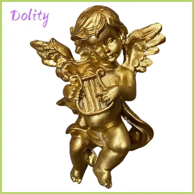 Cute Angel Statue Wall Sculpture Cherub Resin Crafts Photo Props Collectible Wings Decorative for Home Living Room Office Hotel Restaurant