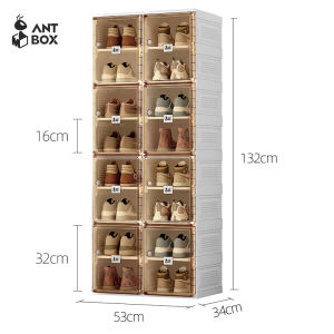 ANTBOX Rak Sepatu Susun Serbaguna Ukuran 16 Sepatu Rak Sepatu Transparan Kekinian Bebas Instalasi