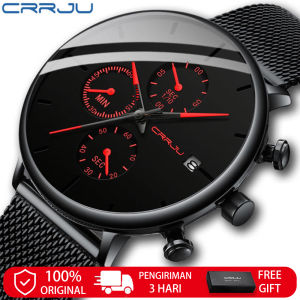 CRRJU Jam Tangan Pria Milenial ada Tanggal kalender Casual Korean Fashion Tahan Air Chronograph Olahraga Multifungsi 2268