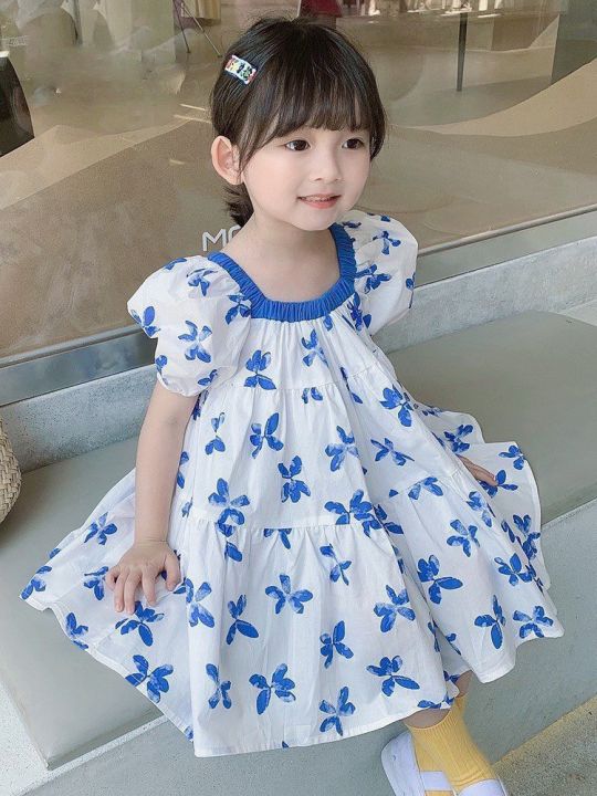 Mùa hè mới polo phong cách bé thỏ dễ thương váy con gái thêu đầm trẻ em