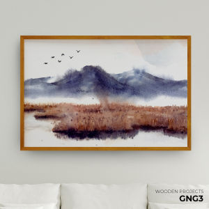 Wooden Projects Hiasan Dinding Frame Kayu Premium Wall Decor Pajangan Kamar Rumah Aesthetic Dekorasi Ruang Tamu Pemandangan Gunung - GNG
