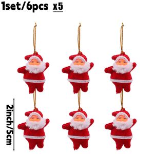 【Hibeautylife】6/60Pcs Colorful Santa Claus Pendant Mini Santa Claus Ornament New Year Party Decor Christmas Tree Hanging Decoration